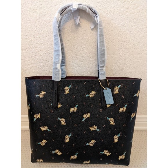 NWT COACH Musical Penguin Highline Black Gold Leather Tote Limited Edition C6589 - Picture 1 of 8